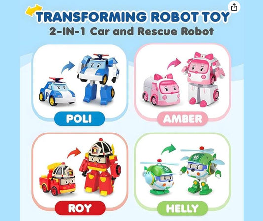 4" TRANSFORMING ROBOT - 4pcs Bundle (POLI, ROY, AMBER, HELLY)